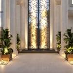 Business production project: white sawn stone with Turkish tundra marble